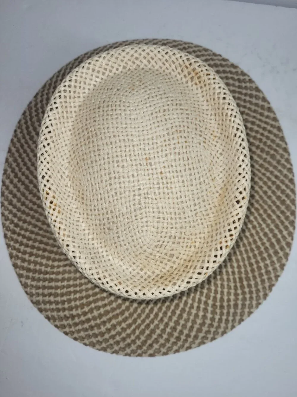 Walter Hagen Men's Golf Sun Hat Woven 100% Paper Straw Beige Wide Brim Logo